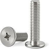 M4 x 6mm(50 Pack) Flat Round Head Screws 304 Stainless Steel Phillips Drive Machine Screws Hardware Fastener for Furniture Connection