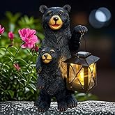 ZYLiWoo Solar Powered Black Bear Statue Decorative Lights - 10 Inch 1 Pack Black Bear Statue Outdoor Garden Patio Tabletop Decoration, Best Garden Gift for Mom, Lady