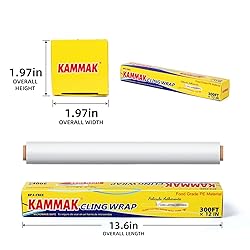 KAMMAK Plastic Wrap with Slide Cutter Food Cling