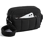 BAGSMART Cross Body Purse, Mini Crossbody Bags for Women Travel Purse, Puffy Shoulder Handbag Wallet with RFID Blocking Slots, Black-small