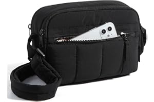 BAGSMART Cross Body Purse, Mini Crossbody Bags for Women Travel Purse, Puffy Shoulder Handbag Wallet with RFID Blocking Slots, Black-small