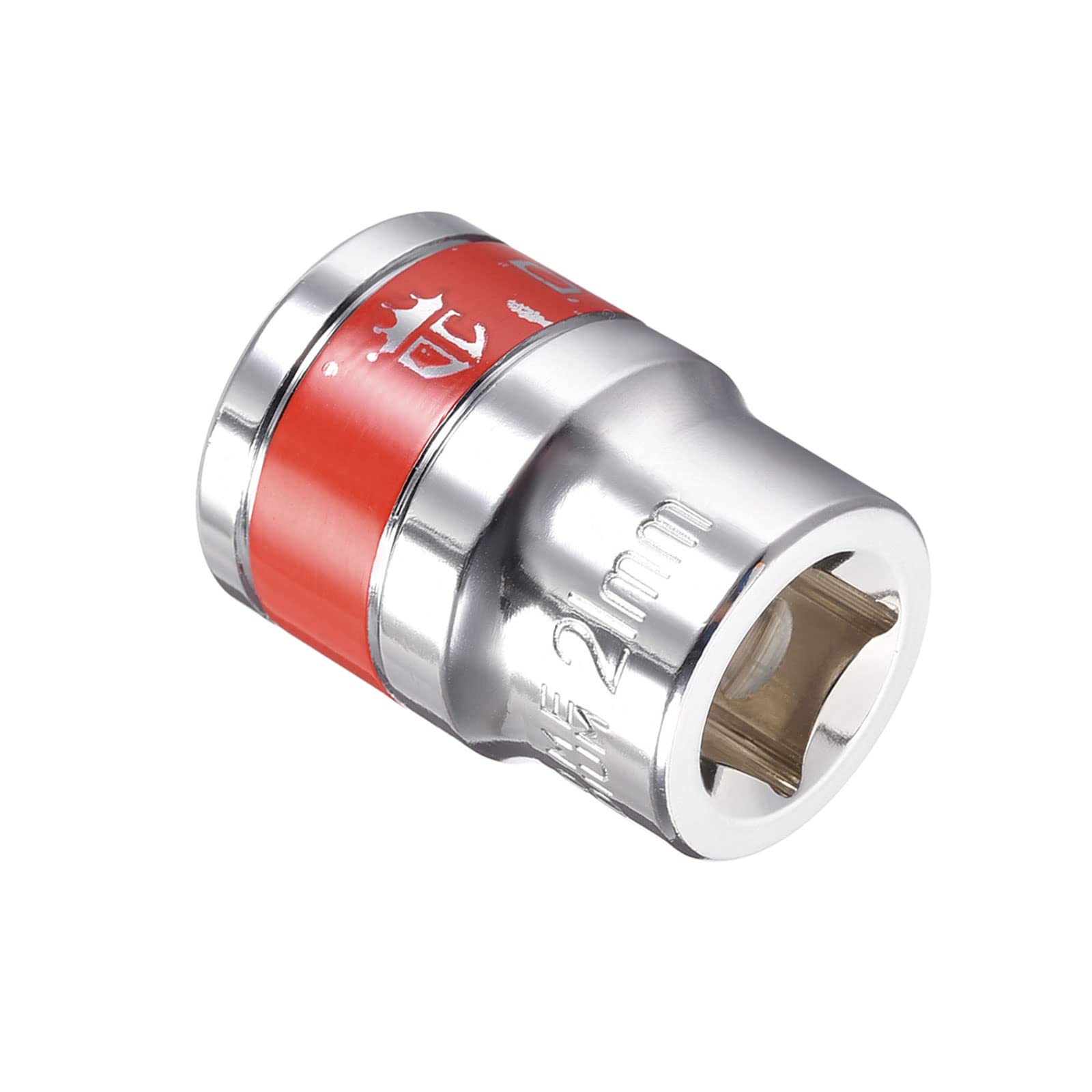 Kozelo 6 Point Shallow Socket - [1/2 Inch x 21mm] Square Drive for Car Mechanical Equipment Repair Use, CR-V Steel Metric Sizes with Red Band