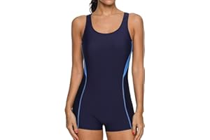 CharmLeaks Womens Boyleg Racerback One Piece Swimsuit Athletic Full Coverage Swimwear Lap Swimming Suit