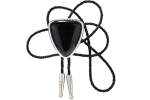 KDG Triangle Nature Agate Shape Bolo Tie Western Cowboy Celtic Black Stone Necktie For Men