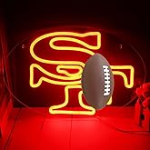 Football Rugby Sports Team Neon Sign Suitable for S. F Logo for Wall Decor USB Powered Dimmable Led Light Up Signs for Bedroom Men Cave Home Bar Salon Decor Birthday Xmas Gifts for Kids Fans