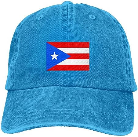 Yueha Men&amp;Women Puerto Rico Flag Vintage Washed Dyed Cotton Solid Color Baseball Cap One Size