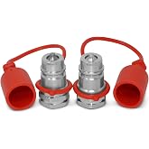 Summit Hydraulics 2 Pack - 1/2" Ag ISO 5675 Hydraulic Quick Connect Male Coupler, Poppet Valve, 1/2" NPT
