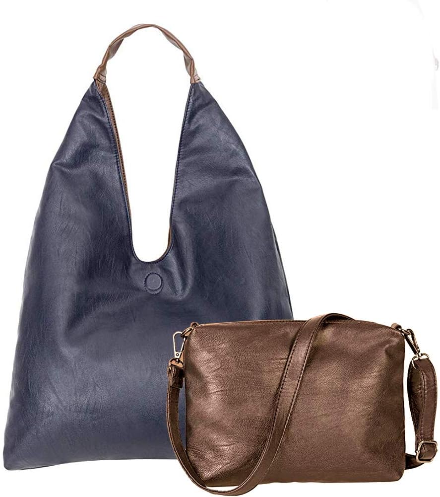 Tote Crossbody Bags for Women, CHIVENIDO Hobo Crossbody Purses for Women Reversible Shoulder Bags Slouch Hobo Bags 2PCS Set