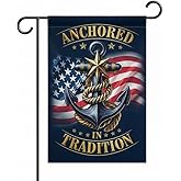 FLAGMEUP8386 Navy Veteran Garden Flag 12x18 – Double-Sided All-Weather Military Outdoor Decor with Anchor Design for Veterans & Patriotic Homes