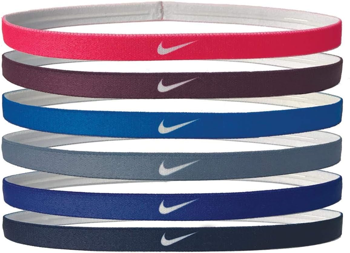 Nike Printed Headbands Assorted 6pk (RACER PINK/BORDEAUX/PHOTO BLUE)