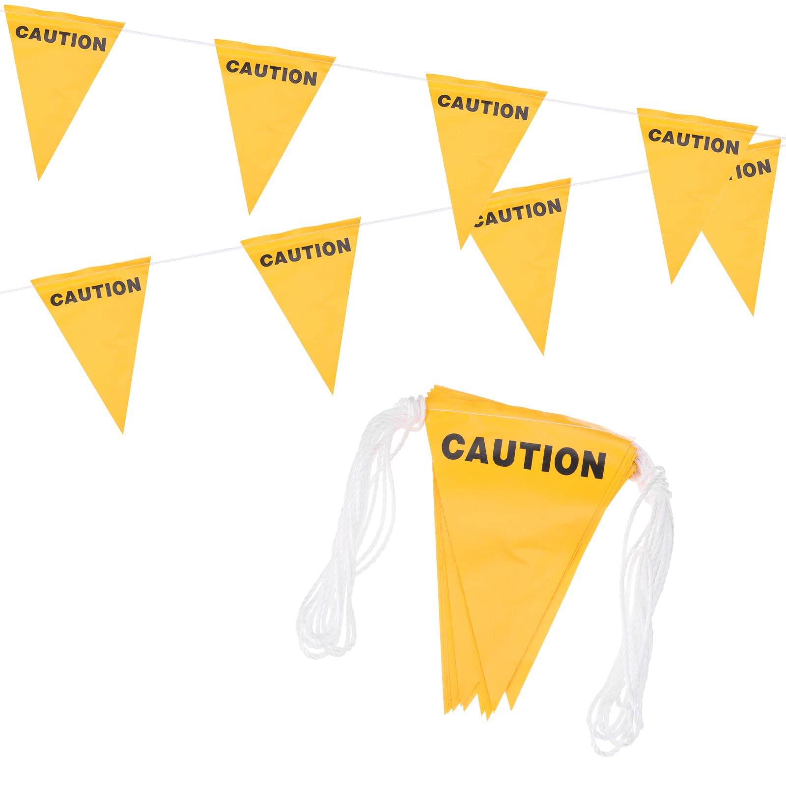 PATIKIL 37ft Pennant Banner Flags, Caution Warning Flagging Banner Safety Flag Barrier Signs for Perimeter Making Traffic Control Party Events, 15 Flags Yellow