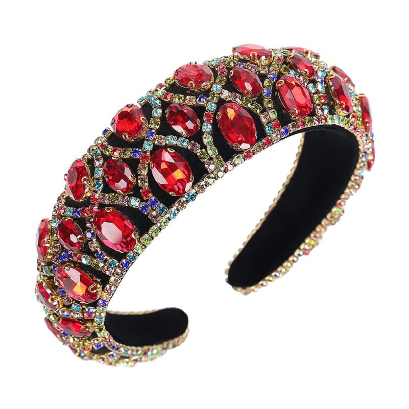 FRCOLOR Baroque Rhinestone Headband for Women Elegant Crystal Hairband Party Wedding Accessory Comfortable Sponge Design