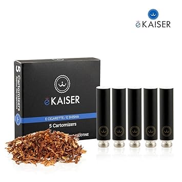 E-Zigarette | E-Liquid 5er Pack Schwarze Cartomizer | Tabakmischung | E-Shisha | für eKaiser Wiederaufladbare E-Shisha Zigare