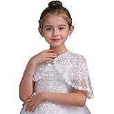 White Lace Cape Floral Bolero Cardigan Shrug Cover Up Jacket for Girls Kids Toddler Child