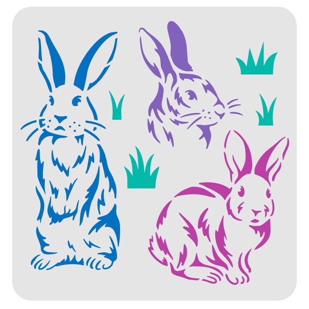 FINGERINSPIRE Bunny Stencils for Painting 30x30cm Rabbits Drawing Template Easter Rabbit Painting Stencils Reusable Bunny Stencil DIY Art and Craft Stencils for Home Decoration — image 1