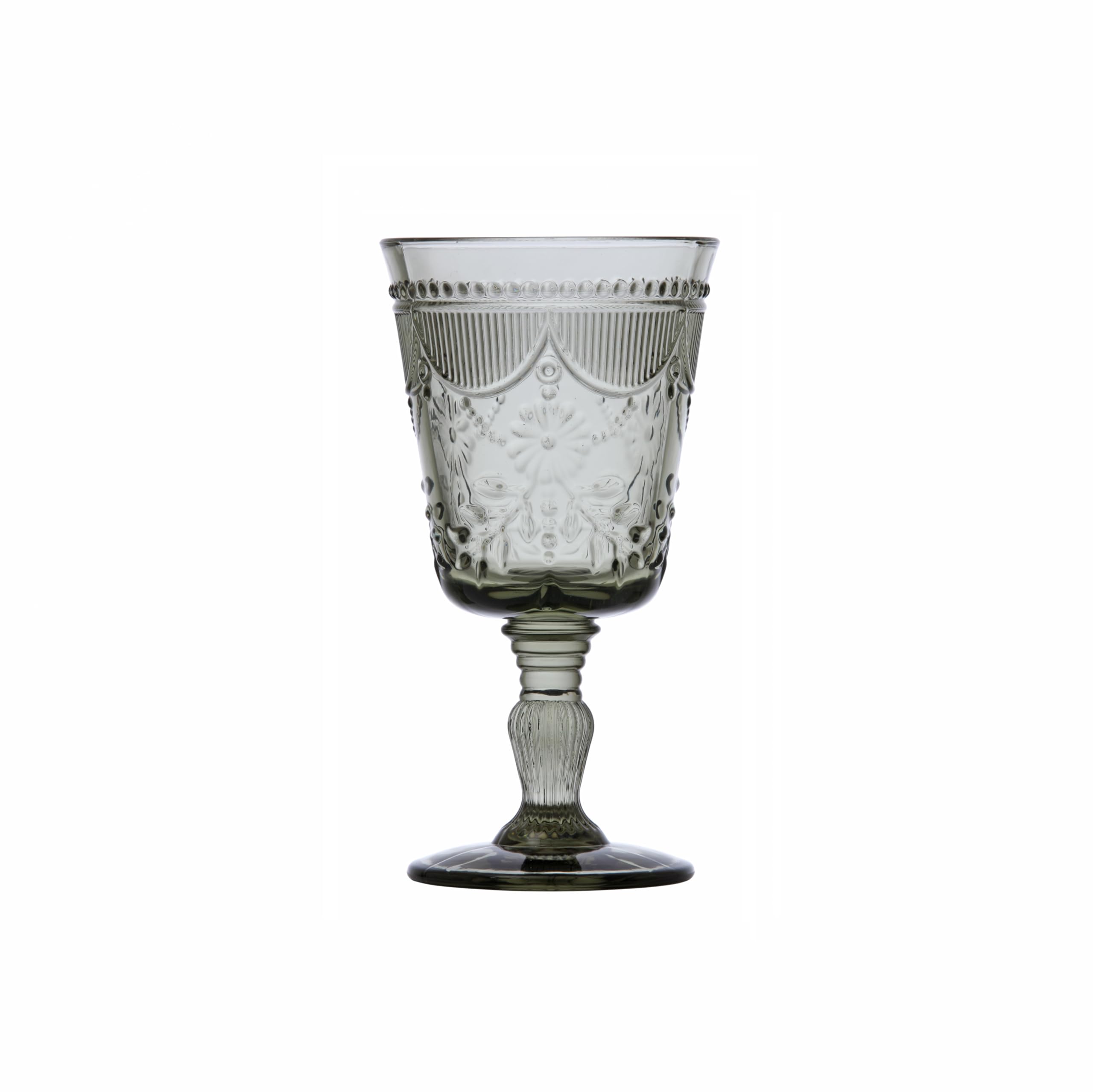 FORTESSA Debutante Vintage Themed Glassware, 10 Ounce Water Goblets (Set of 6), Dishwasher-Safe Water Glasses, Smoke Gray
