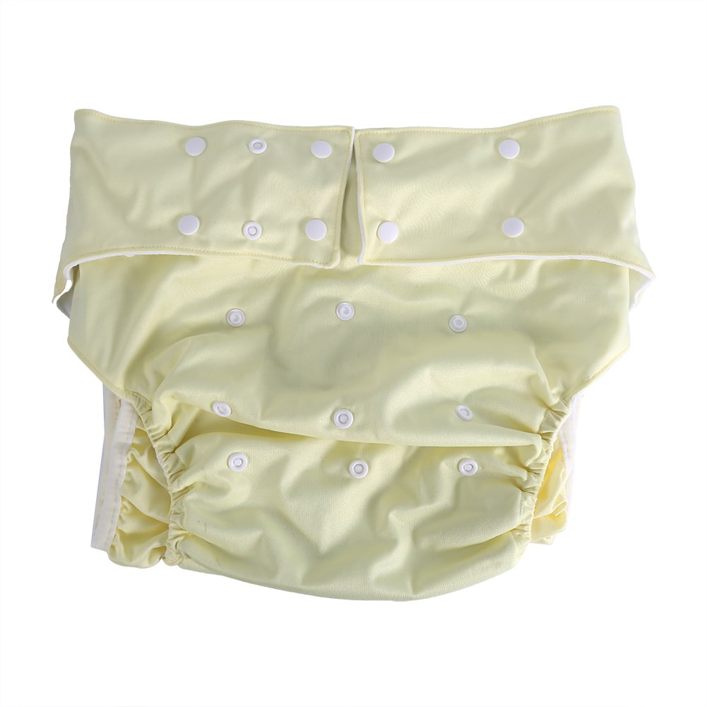 Adult Cloth Diapers, 1 PCS Washable Pocket Adult Adjustable Reusable Ultra Absorbent Incontinence Nappy Pants With 8 Colors (Light Yellow)
