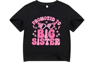 JZyangmei Big Sister Shirts for Girls Promoted to Big Sister Shirt Baby Toddler Cute Graphic Letter Sis Era Tee 1-7Y