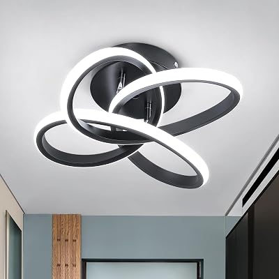 EIDISUNY Led Ceiling Light Black 30cm 26W 6000K Modern Flower Design