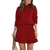 COCCKO Women's Two Piece Outfits Turtleneck Long Sleeve Ribbed Knit Tops Pleated Mini Skirt 2026 Casual Sweater Sets