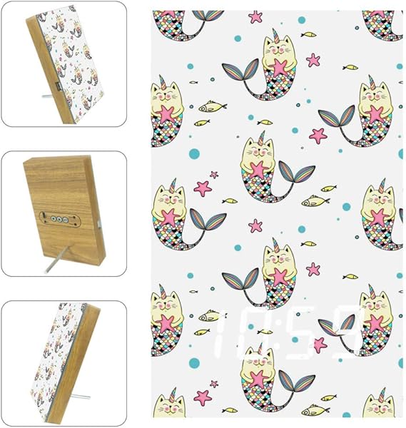 Amazon.de: EZIOLY LED-Digital-Wecker mit Katzenmotiv in Meerjungfrauen