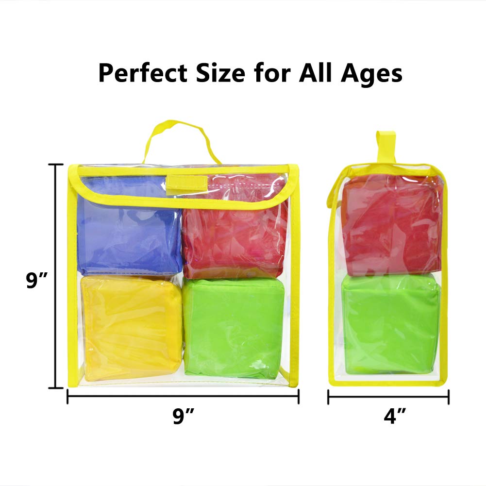Eamay Playing Game Dice Soft Foam Cubes, Set of 4 Learn Pocket Cubes, Ages 5 Months and Up.