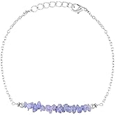 NJCRAFT Gemstone Chips/Beads Bar Bracelet for Women | Natural Healing Crystal Jewelry | Adjustable Chain 7+1 Inch | Gem Size 2-4 mm | Handmade Elegant Bracelet