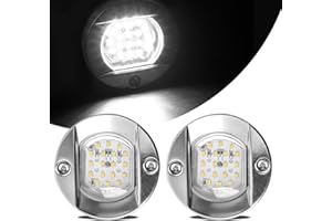 HUSUKU LED Marine Courtesy Lights, 316 Stainless Steel, SOOP3 P0-1 1200LM 3" Round 18LED IP65 Boat Transom Mount Light Waterproof, LED Lights Stern/Pontoon/Marine Lights 10-36V