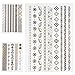 Inifty Temporary Tattoos Body Art Stickers Waterproof Shiny Jewelry High Gloss Shimmer Designs in Gold, Silver, Black & Blue Turquoise (6 Sheets Gold & Silver)