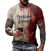 I'm Fine Bloody T Shirt for Men Halloween Bloody Shirt Costume Horror Blood Splatter Tshirts Short Sleeve Tops