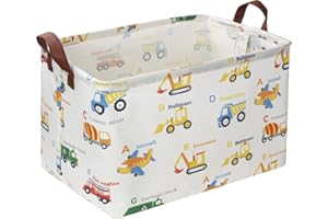 Essme Rectangular Kids Basket,Car Storage Baske with Handles for Boys Room Decor,Monster Truck Basket,Shelf Basket,Gift Basket.(Vehicles)