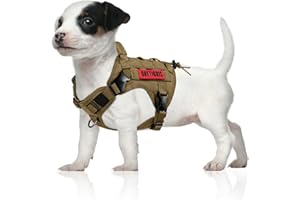 OneTigris Tactical Dog Harness Vest,No-Pull Service Dog Vest with Hook & Loop Panels,Adjustable Dog Vest Harness for Walking Hiking Training(Coyote Brown,XS)