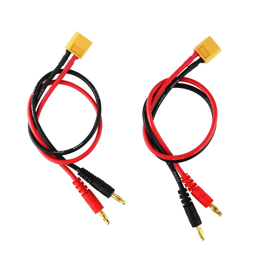 OliYin XT60 to 4.0 Banana Plug RC Battery Charge Cable 14awg Silicone Wire 30cm 11.8inch (pack of 2)
