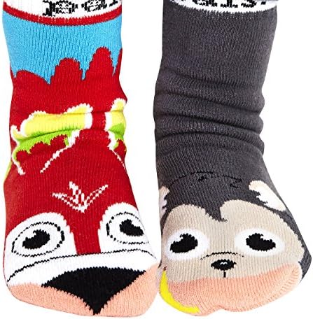 Kids Jungle Socks - Mismatched Friends Monkey and Parrot (Age 1-3)