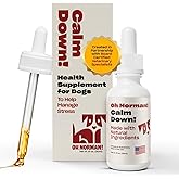 Oh Norman! Calm Down Dog Calming Aid, Chamomile &amp; Melatonin, 1 fl oz | Liquid supplement with Chamomile, L-Theanine, Valerian, Passion Flower &amp; Melatonin ease anxiety. Vet reviewed.