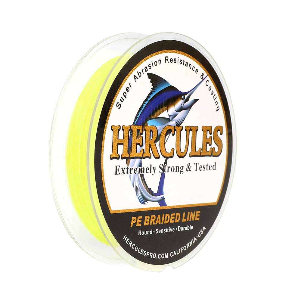 Hercules Super Strong 1000M 1094 Yards Braided Fishing Line 8 LB Test for Saltwater Freshwater PE Braid Fish Lines 4 Strands - Fluorescent Yellow, 8LB (3.6KG), 0.10MM — image 1