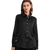 LilySilk Silk Shirts for Women Basic Formal Office Vintage Long Sleeve Pearl Button Down Silk Blouse Tops for Ladies
