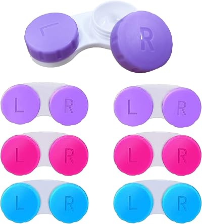 LeFeirr 6 Packs Contact Lens Cases Left/Right Caps Home Travel Outdoor