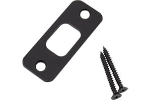 Stone Harbor Hardware Round Corner Deadbolt Strike Plate, 1-1/8" x 2-3/4", 2-1/8" Center-to-Center, Matte Black