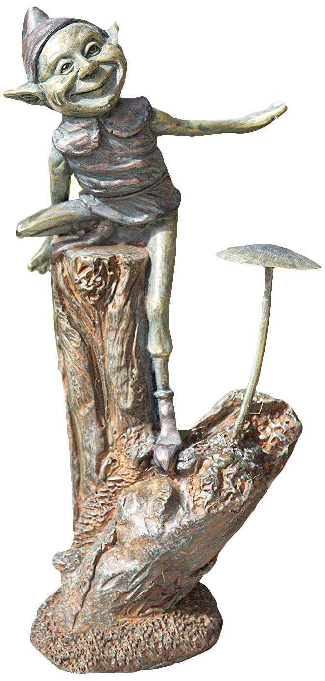 Garden Mile Resin Elf Outdoor Freestanding Sculpture Decorative Ornaments for Indoor & Outdoor House Patio Living Room Spring Summer Decorations (MUSHROOM)
