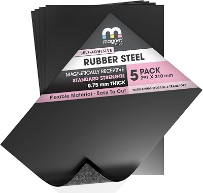 The Magnet Shop Rubber Steel Sheets 5 Pack 0.75mm A4 30x21cm Ferrous