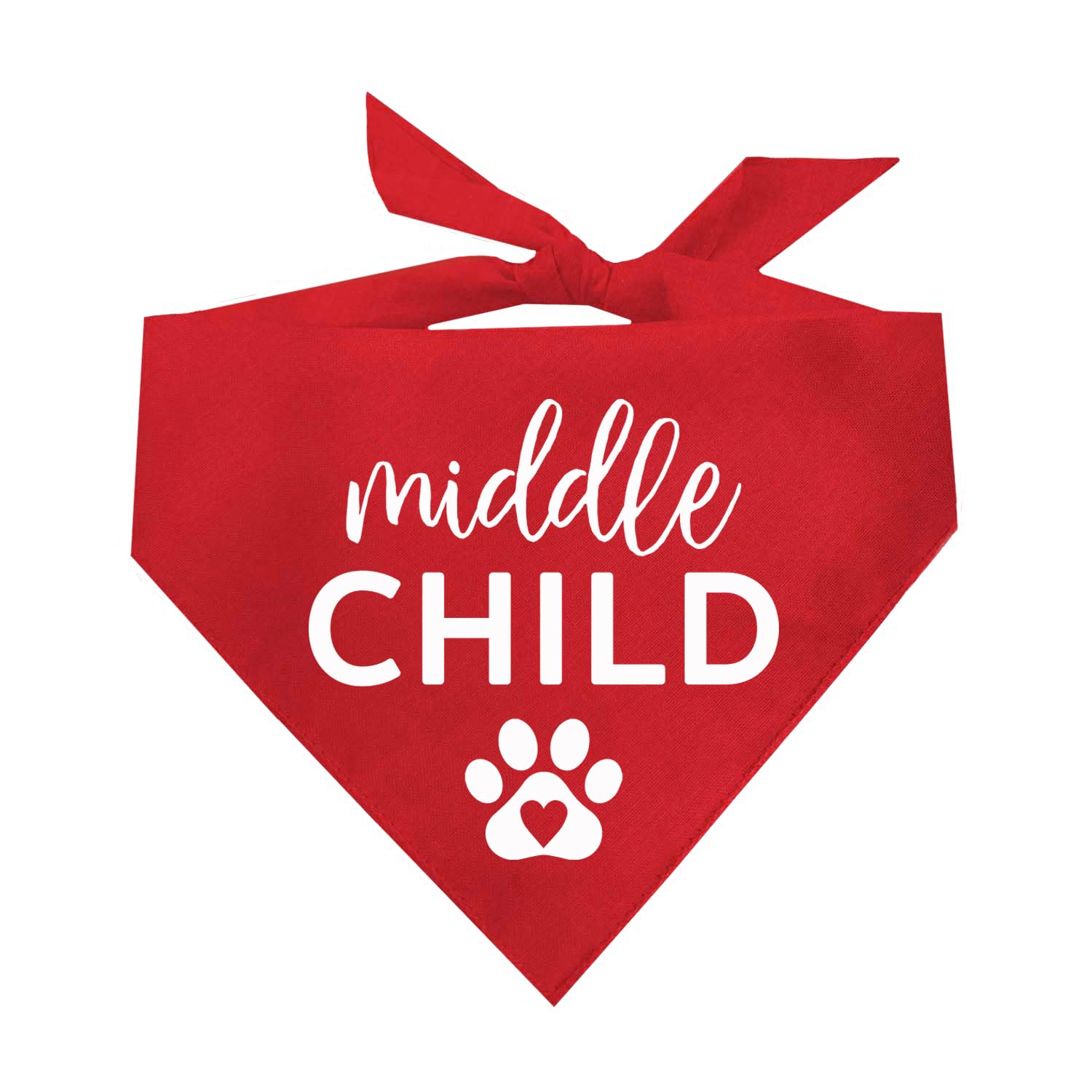 Middle Child with Heart Paw Printed Dog Bandana (Assorted Colors)