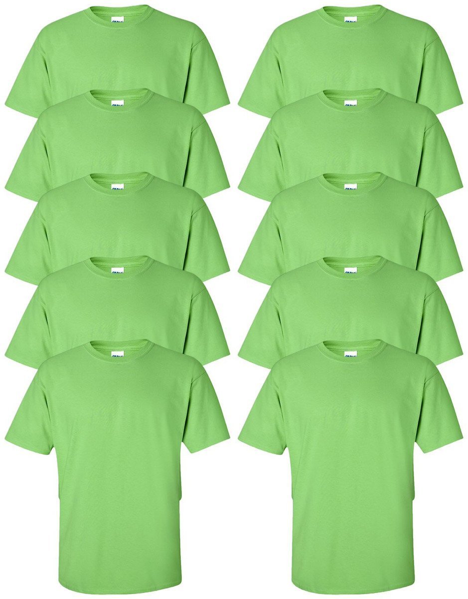 Gildan Men's Ultra Cotton T-Shirt, LIME, 4XL (Pack of 10)