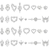 CRAFTYMELODY Heart Charms Sacred Heart Pendant Alloy Enamel Red Dangle Charm Western Gothic with Wings for Jewelry Bracelet Necklace Earring Making Accessories Valentine Gift