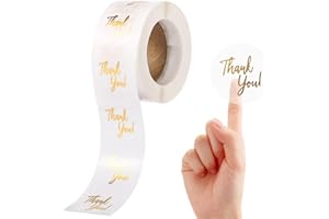 Generic 500Pcs Clear Thank You Stickers Round Transparent PVC Stickers, 1 in Self-Adhesive Envelope Seal Labels for Business Wedding Festival Baby Shower Birthday Party (500)