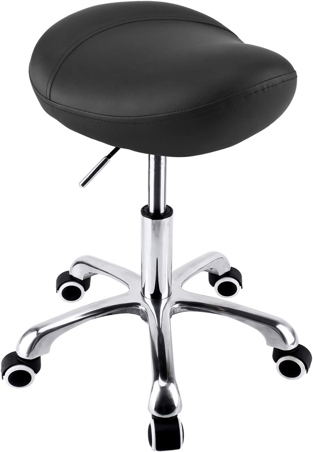 Geboor Hydraulic Saddle Stool with Wheels Rolling Adjustable Height for Clinic Dentist Spa Massage Medical Salons Studio (Black): Kitchen & Dining