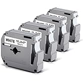 Labelife M-K231 PTM95 Label Tape Replace for Brother M Tape P Touch M-K231S M231 MK231 M-231 12mm 0.47 Inch for Brother PTouch PT-M95 PT-65 PT-80 PT-70 PT-45 PT-90 Label Makers, Black on White, 4 Pack