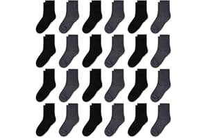 GENTABY Kids Socks 24 pairs Cozy Athletic Crew Socks for Boys and Girls(1-13Years)