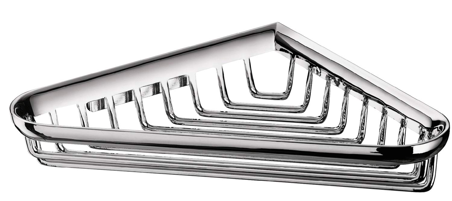 Emco SYSTEM2 Square Screw-On Shower Basket, Metal and Plastic Shower Caddy Organiser for Bathroom Utensils, Chrome