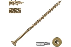 VGBUY Deck Screws #14 x6 Inch Heavy Duty Exterior Wood Screws,Torx Drive Head Deck Screw Bronze Rust Resistant Epoxy Coated,Long Outdoor Screws with Star Bit(1Ibs,20Pcs)